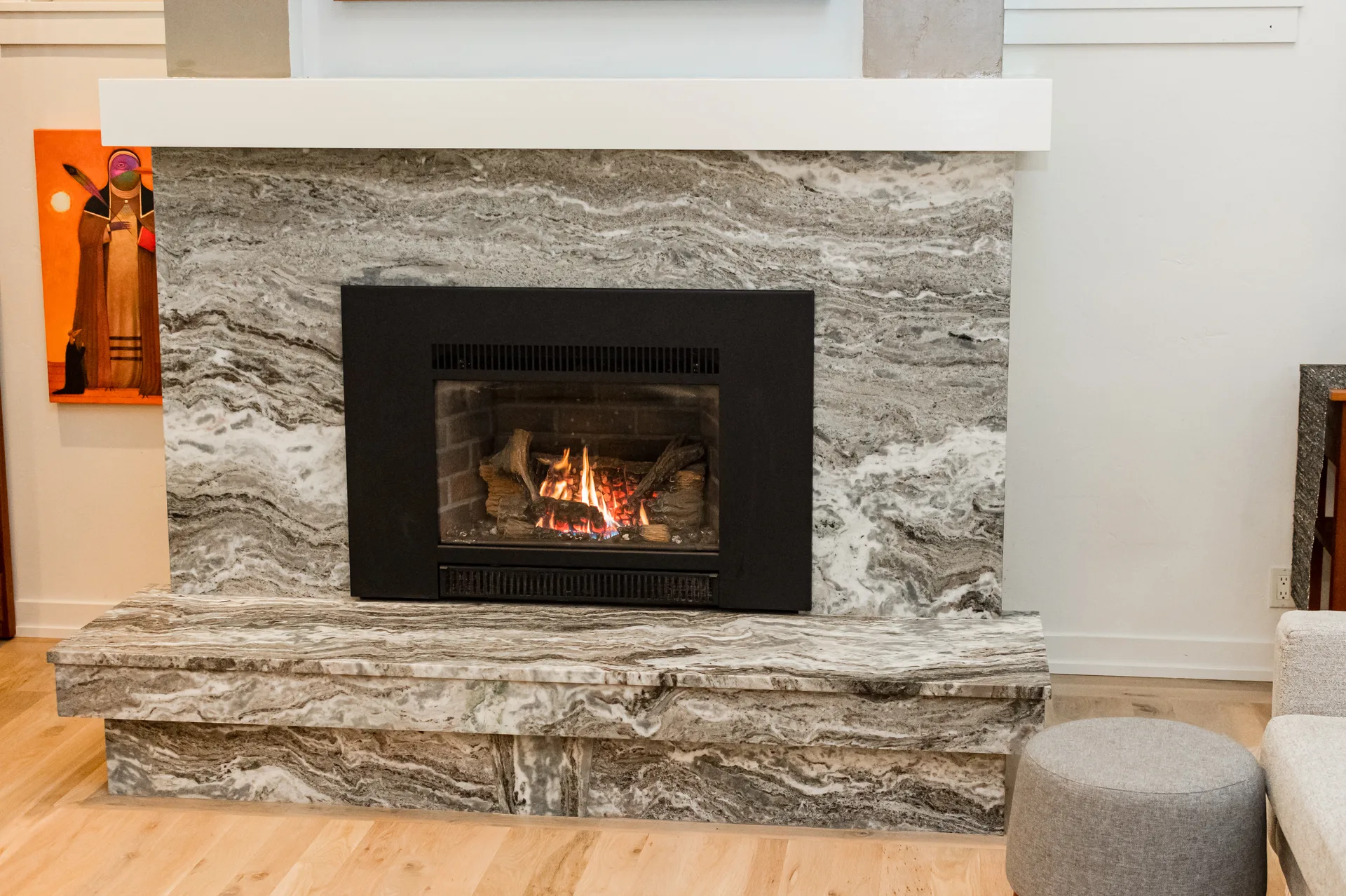 Fantasy Brown marble fireplace surround and hearth